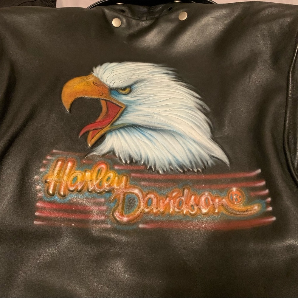 Harley Davidson Hand Painted Insulated Leather Jacket Big/Tall 48R VTG RARE FIND - Picture 2 of 16